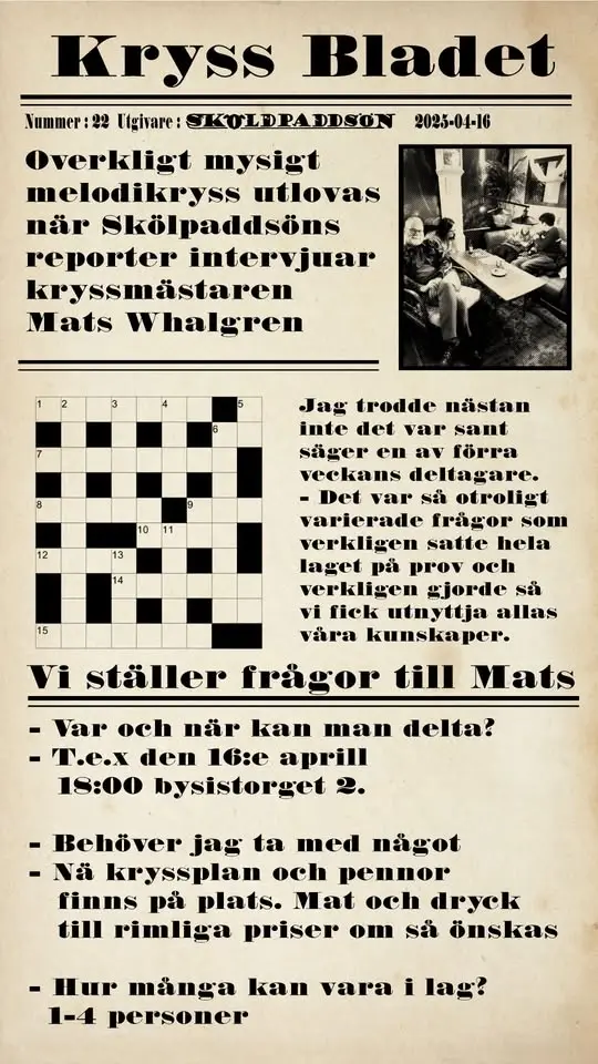 Melodikrysset som ej skall förväxlas med Sveriges radios