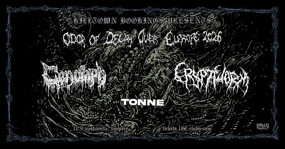 CENOTAPH (MEX) & CRYPTWORM (UK) & TONNE @ Vastavirta, Tampere 11.9.2026.