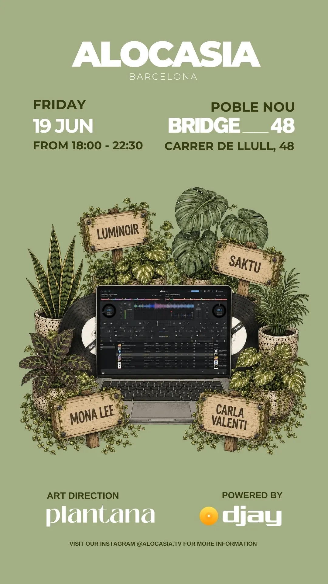 Alocasia TV x djay Pro x BRIDGE 48 presents Luminoir, Mona Lee, Carla Valenti & Saktu