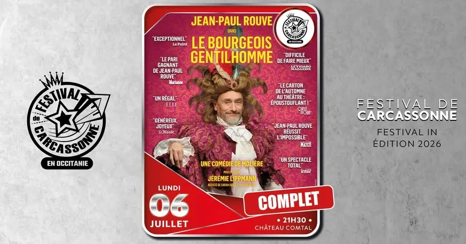 ❌ COMPLET / Jean-Paul Rouve dans Le Bourgeois Gentilhomme - Festival de Carcassonne 2026