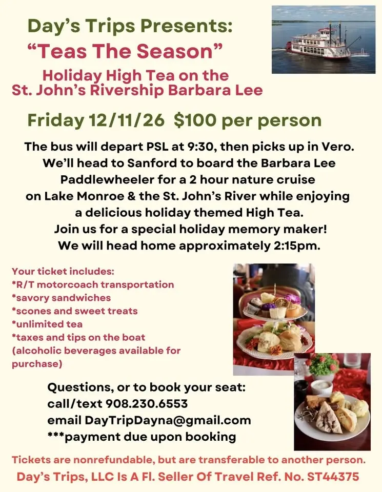 "Teas The Season" Holiday High Tea on The Saint John's Rivership