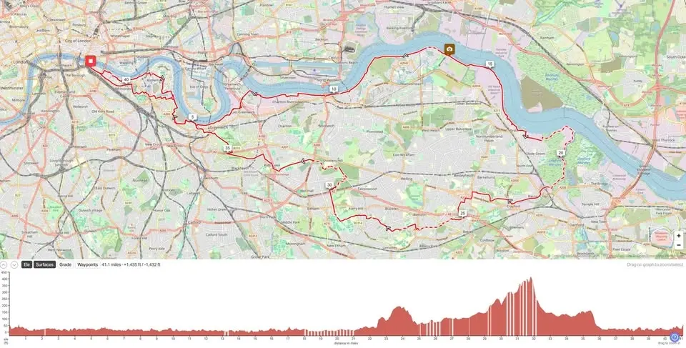 London Thames Path to Dartford Ride (train, ride, train)