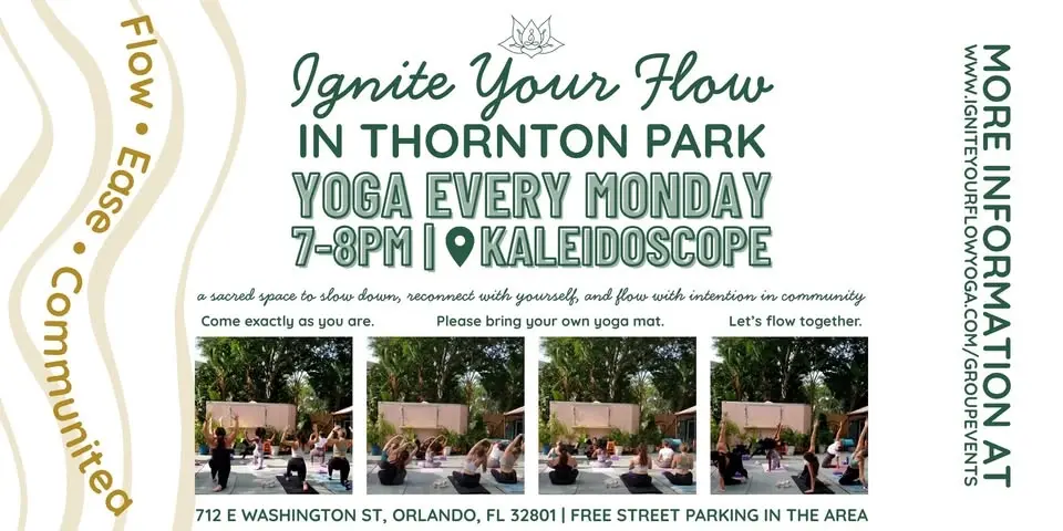 Outdoor Yoga, 7PM Every Monday at Kaleidoscope Thornton Park, Downtown Orlando