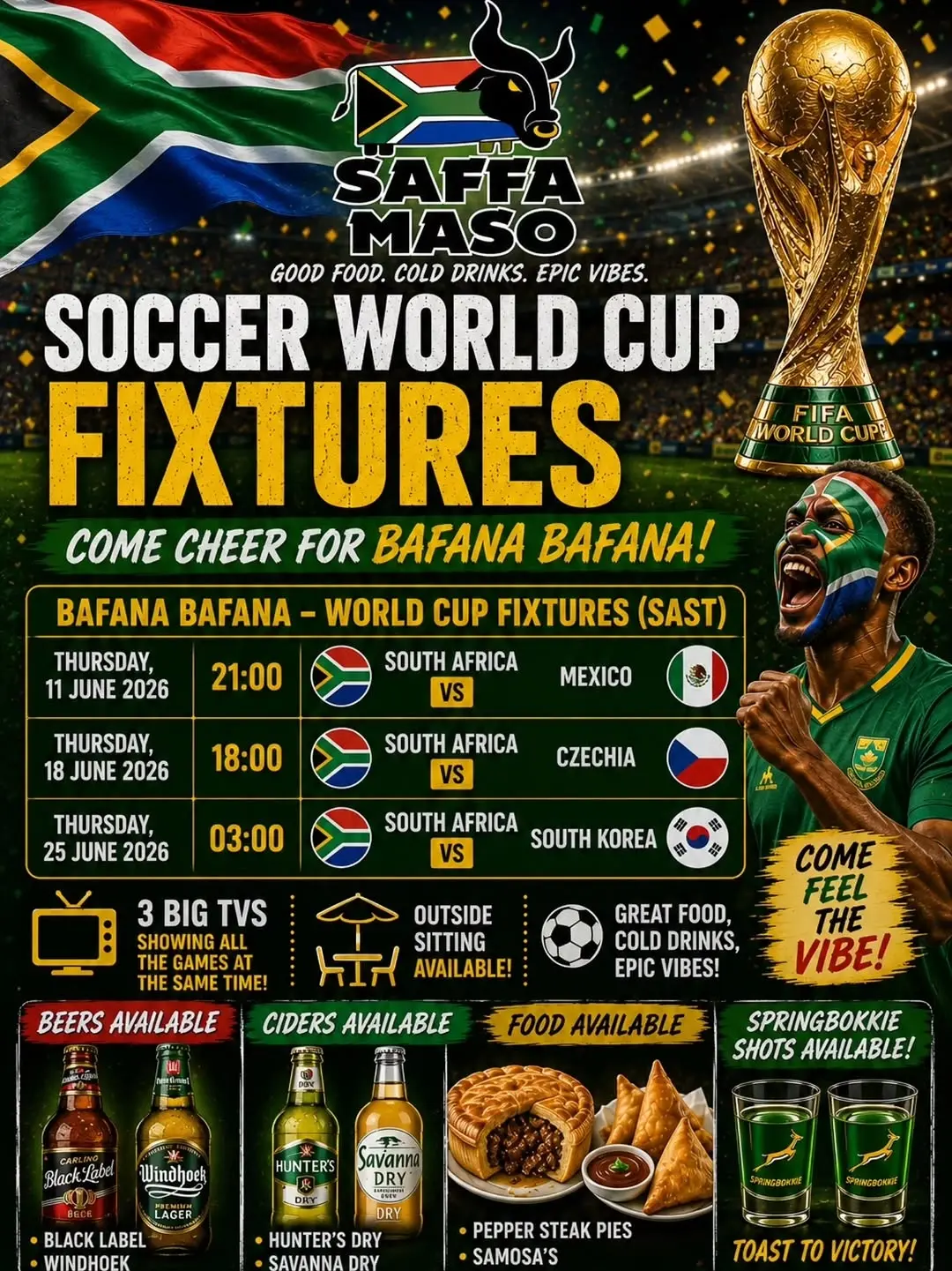 Soccer World Cup: South Africa vs South Korea (Bafana Bafana Watch Party)