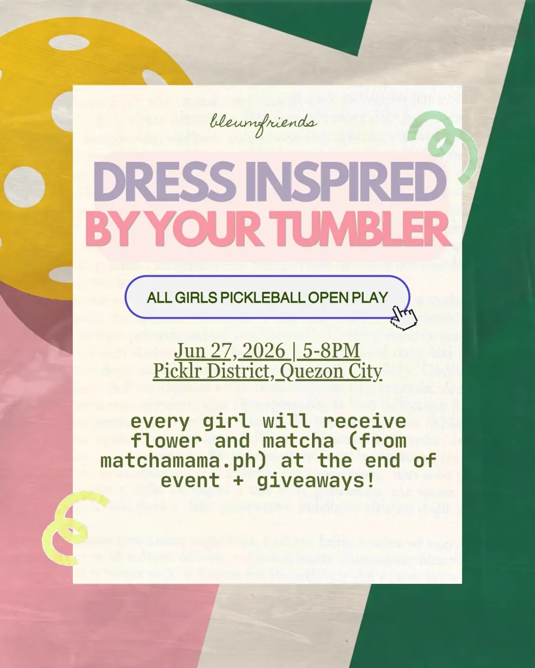 dress like your tumbler pickleball ˚ ༘♡ ⋆。˚