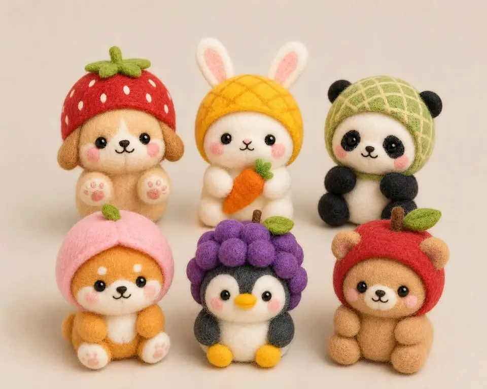 Needle Felted Kawaii Animals 