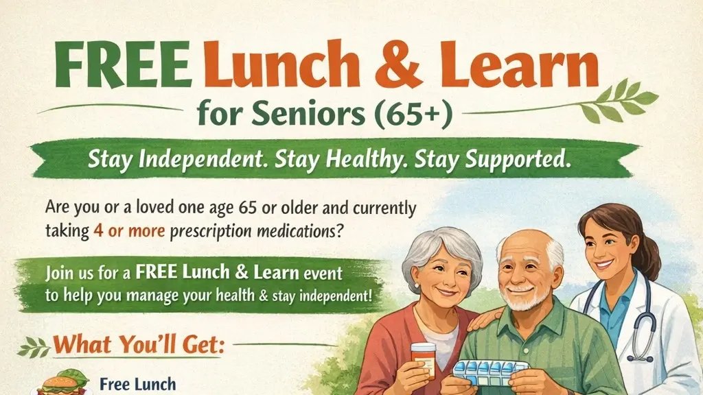 Free Lunch & Learn for Seniors (65+)
📞 RSVP required
Your name and Phone#