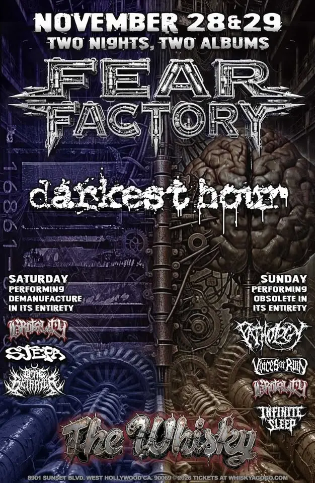 Fear Factory Performing Demanufacture in its entirety Darkest Hour, Bro...