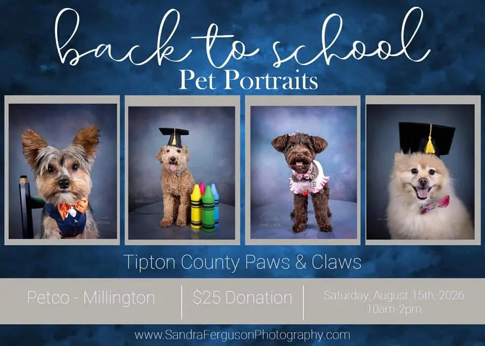 Back to School Pet Portraits benefiting Tipton County Paws and Claws