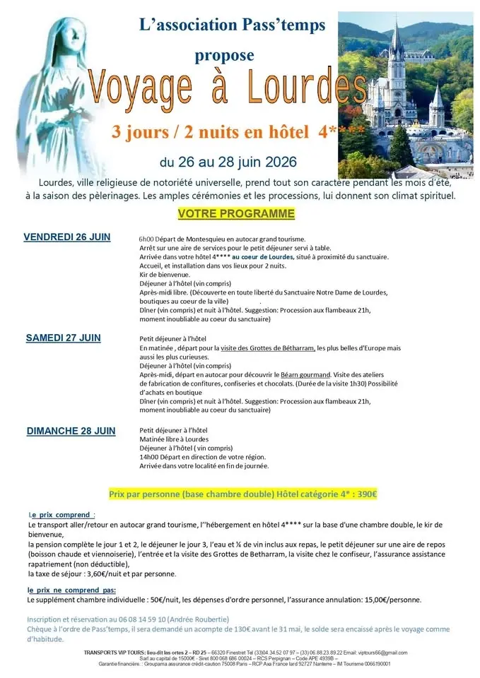 séjour à Lourdes 