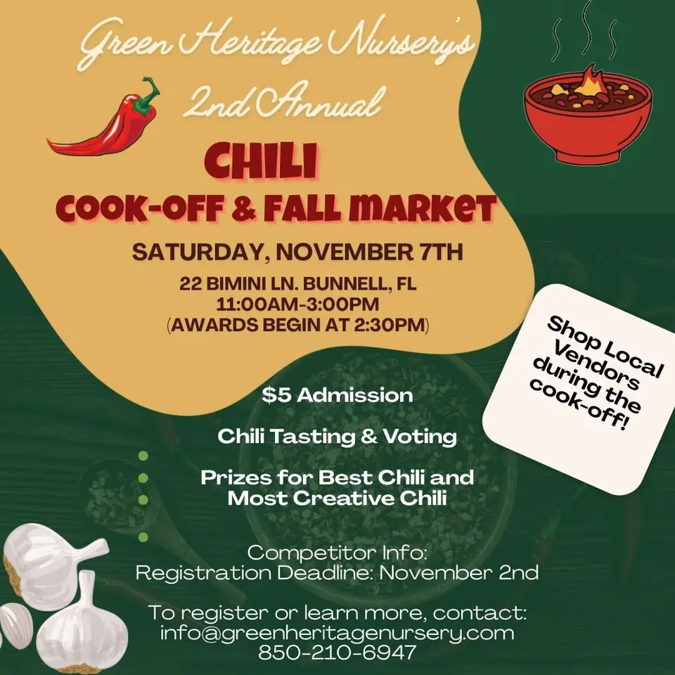 2nd Annual Chili Cook-Off at Green Heritage Nursery!