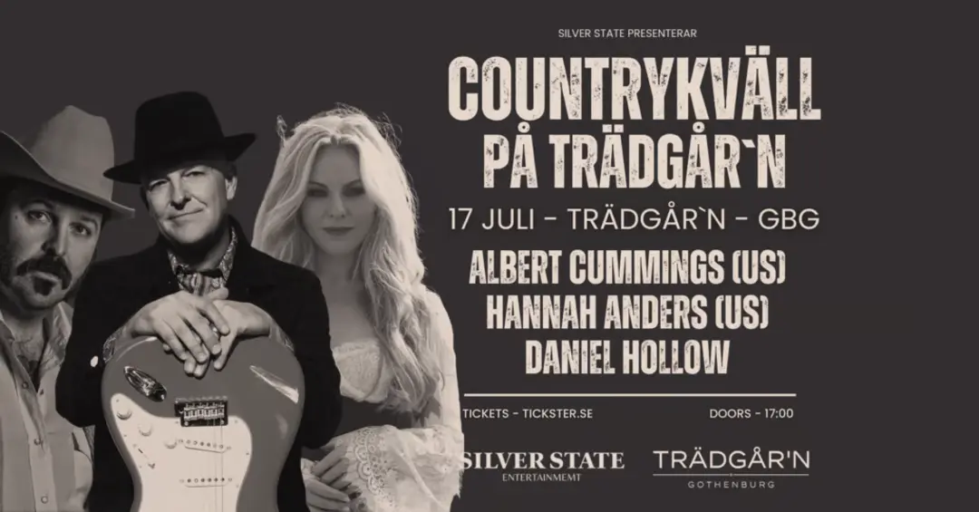 Countrykväll med Albert Cummings, Daniel Hollow & Hannah Anders