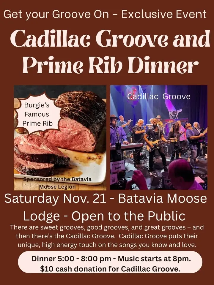 Get your Groove On - Prime Rib Dinner and Cadillac Groove Band
