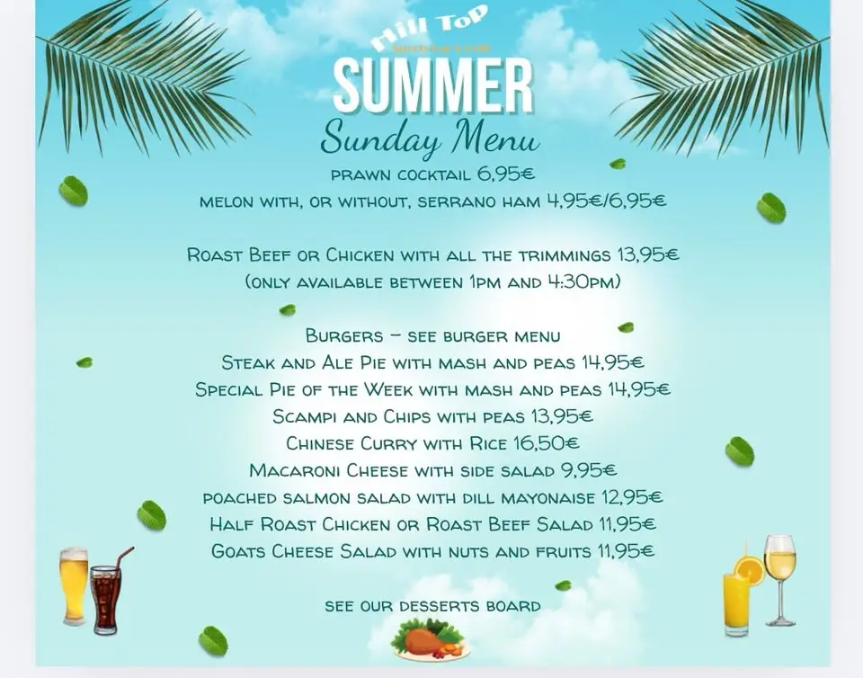 Summer Sunday Menu