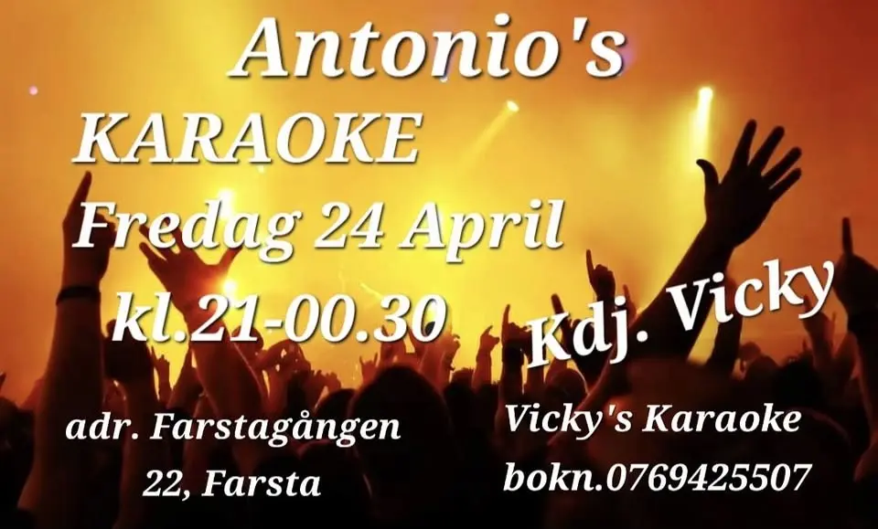 Karaoke Fredag 24apr kl.21-00.30 på Antonios I Farsta C