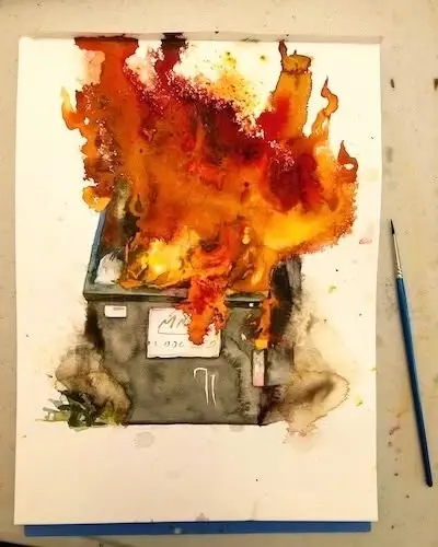 Watercolor Dumpster Fire