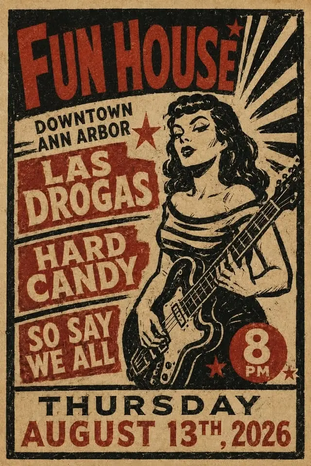 Good ol' Rock & Roll at AA Fun House, featuring: Las Drogas, Hard Candy, So Say We All
