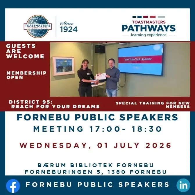 Fornebu Public Speakers - Toastmasters Club
