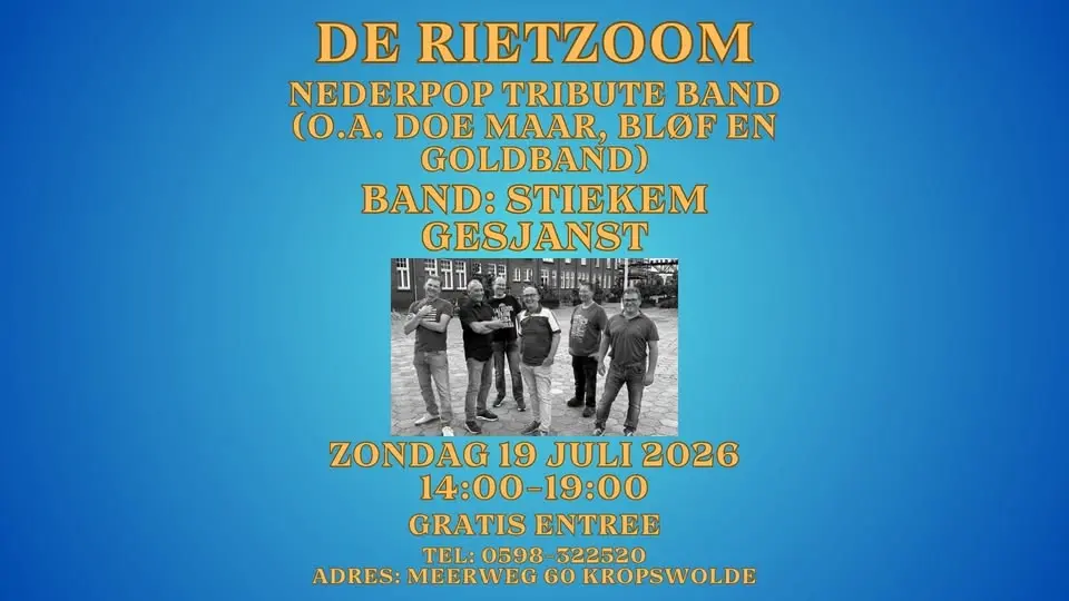 Stiekem Gesjanst Nederpop tribute Band Live @ Paviljoen De Rietzoom
