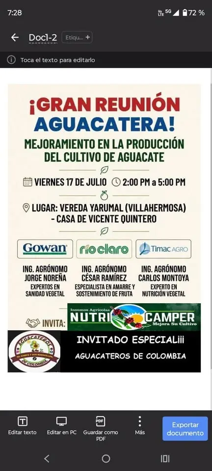 Capacitación en aguacate
