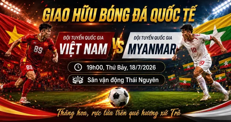 giao hữu bóng đá quốc tế giữa Đội tuyển quốc gia Việt Nam và Đội tuyển quốc gia Myanmar