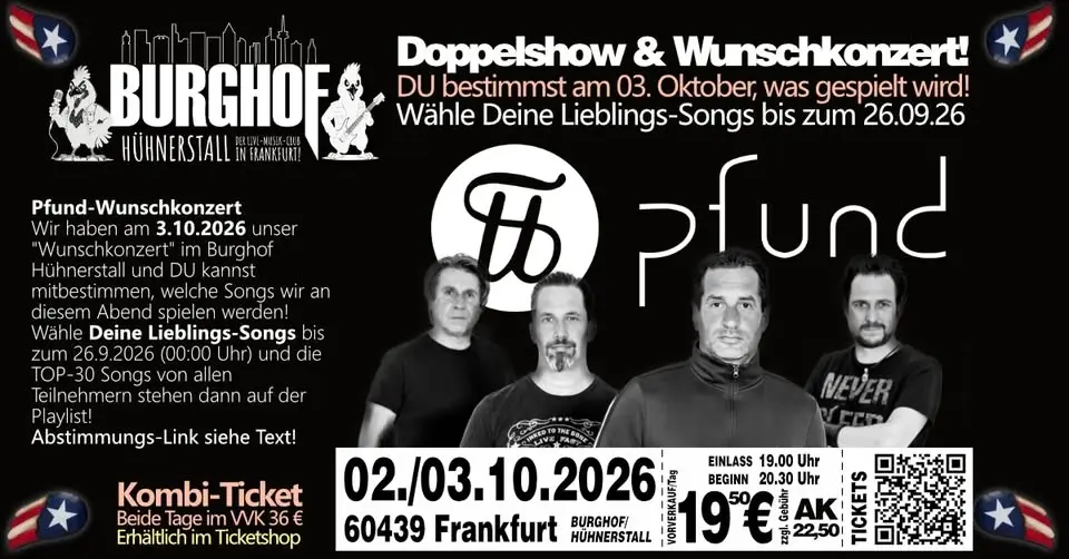 PFUND | Doppelshow & Wunschkonzert! "...bestimme selbst, welche Songs die Band spielen soll!" @PFUND