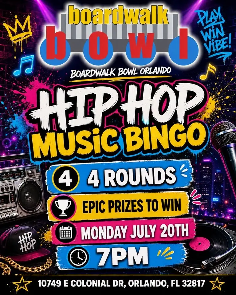Hip Hop Music Bingo @ Boardwalk Bowl Orlando