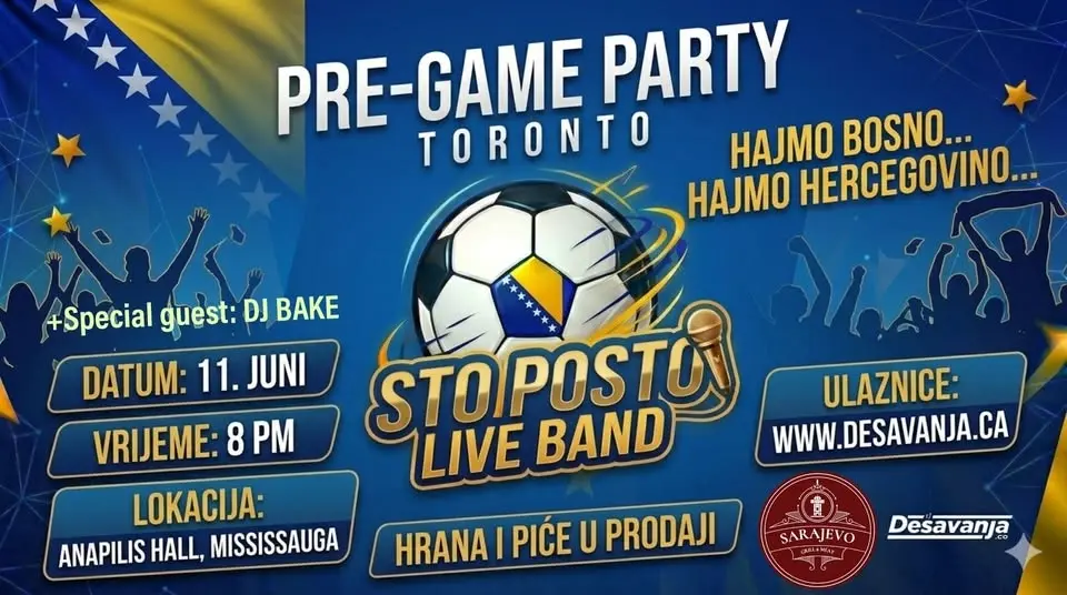 Hajmo Bosno...Pre-Game Party uz Sto Posto Live Band
