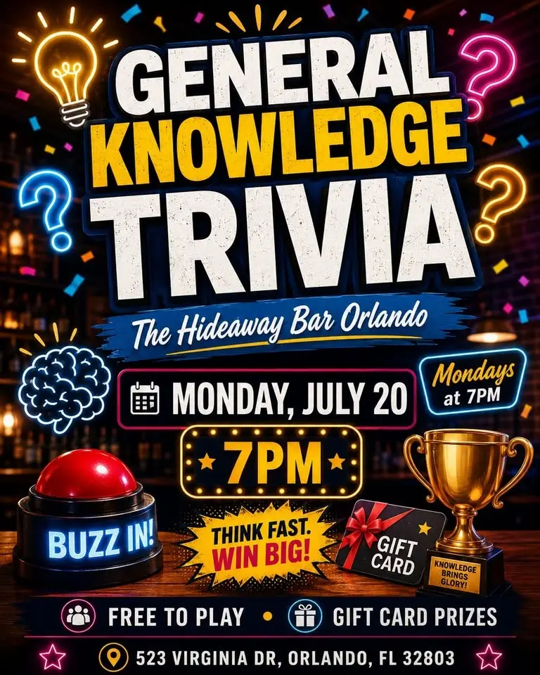General Knowledge Trivia @ The Hideaway Bar Orlando