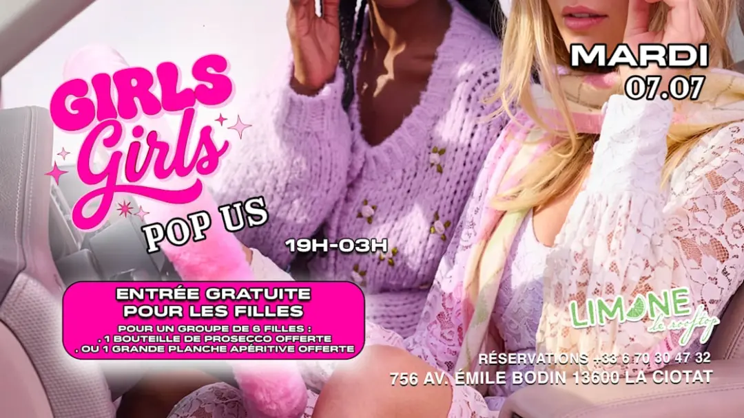 Mardi 7/07 Girls Girls Limone Rooftop Pop Us