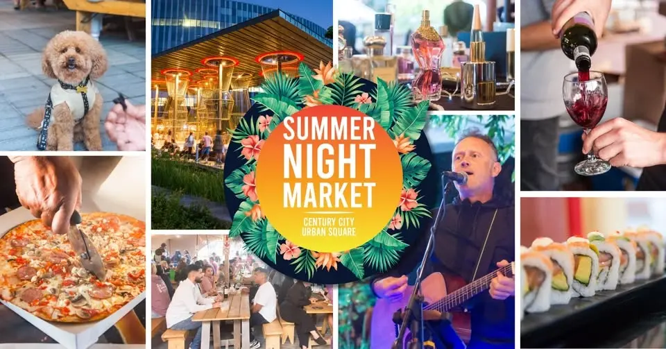 Summer Night Market on Urban Square, Energy Lane, Century City
