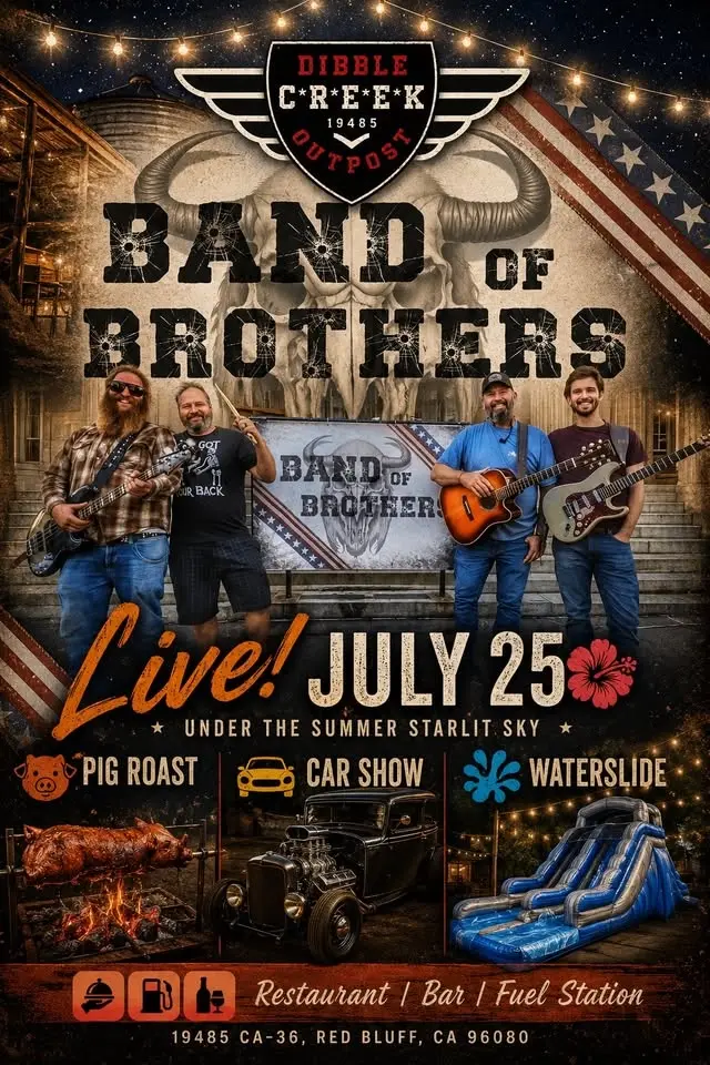 Luau, pig roast and Live under the stars with Band of Brothers!