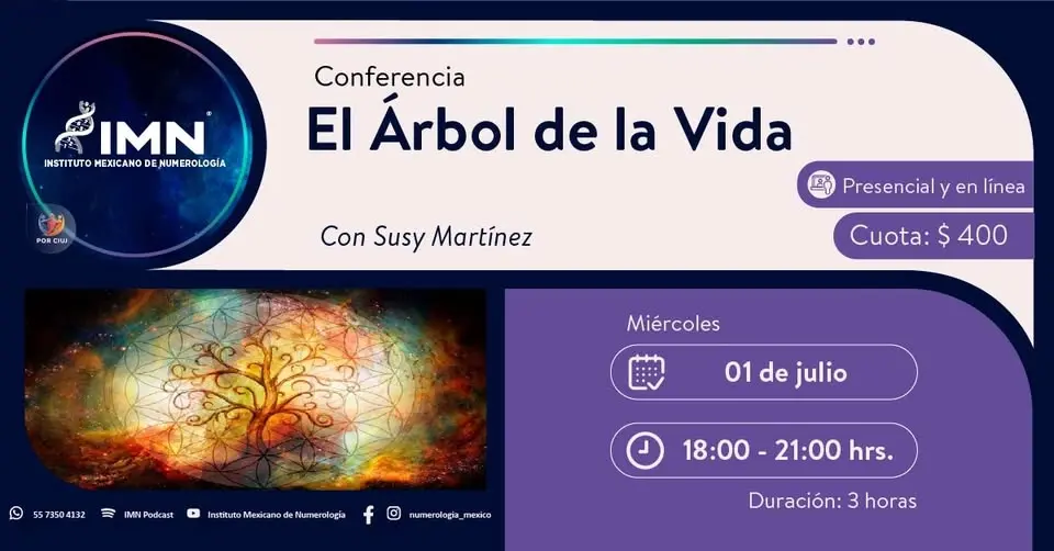 #Conferencia (PRESENCIAL en IMN y EN LINEA) - EL ÁRBOL DE LA VIDA -