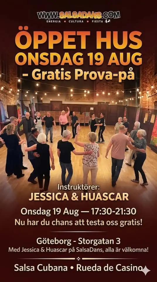 SalsaDans ÖPPET HUS -gratis prova på❗️-Salsa Cubana - Rueda de Casino - Olika nivåer!