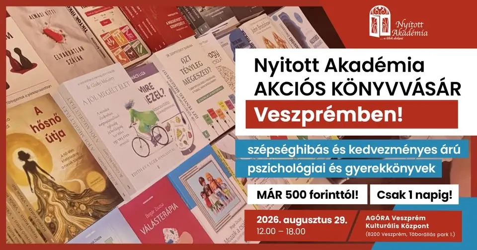 A Nyitott Akadémia első szépséghibás és akciós pszichológiai könyvvására Veszprémben!