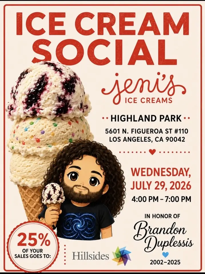 Ice Cream Social - Jeni’s Highland Park honoring Brandon, fundraiser for Hillsides