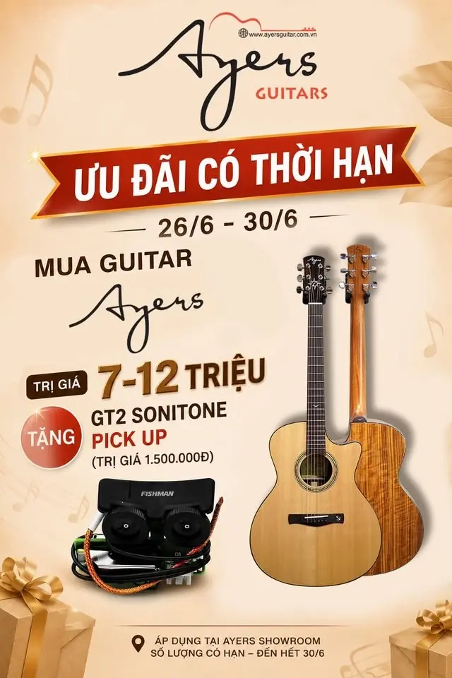 Mua Ayers ghita 7-12tr Tặng Pickup GT2 Sonitone 