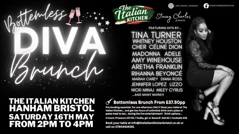 DIVA Brunch with Stacey Charles at The Italian Kitchen (Hanham) - Saturday 16th May 2pm