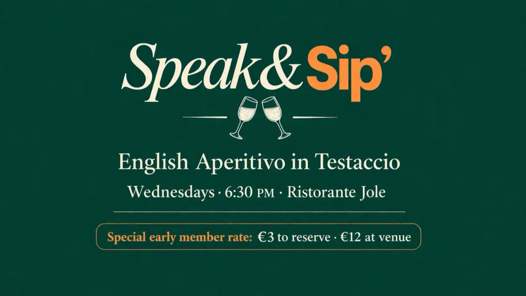 Wednesday English Aperitivo in Testaccio | Speak & Sip Rome
