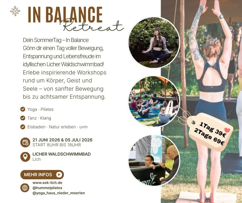 In Balance Retreat - Dein SommerTag im Waldschwimmbad Lich