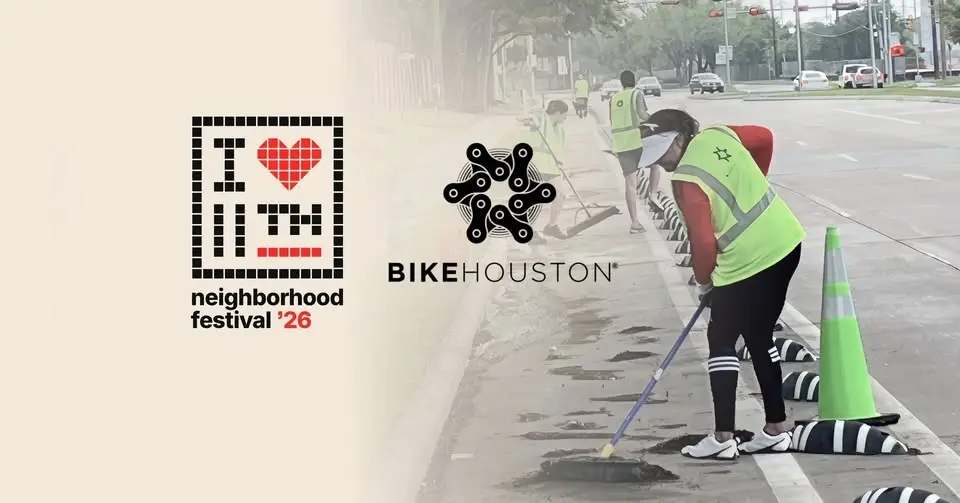 11th Street Bike Lane Cleanup Supported by BikeHouston