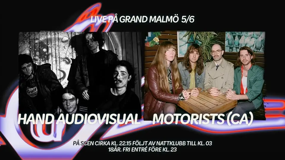 Hand Audiovisual + Motorists (CA) live på Grand. Fri entré
