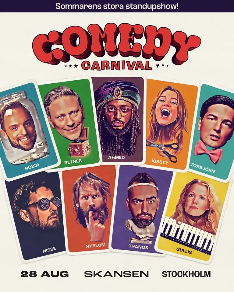 Comedy Carnival: Sommarens stora standupshow! • 28/8 • Skansen – Stockholm