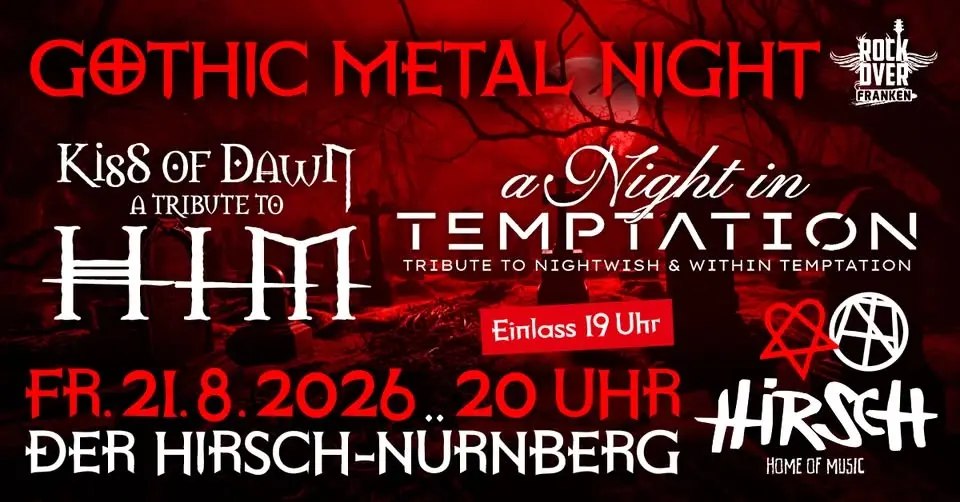 GOTHIC METAL NIGHT | Kiss of Dawn & a Night in Temptation | DER HIRSCH – NÜRNBERG