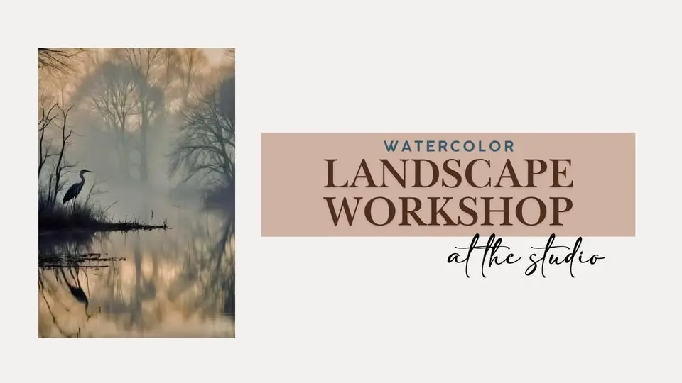 SOLD OUT Landscape Workshop - Heron at the Misty Lake | Watercolor SOLD OUT