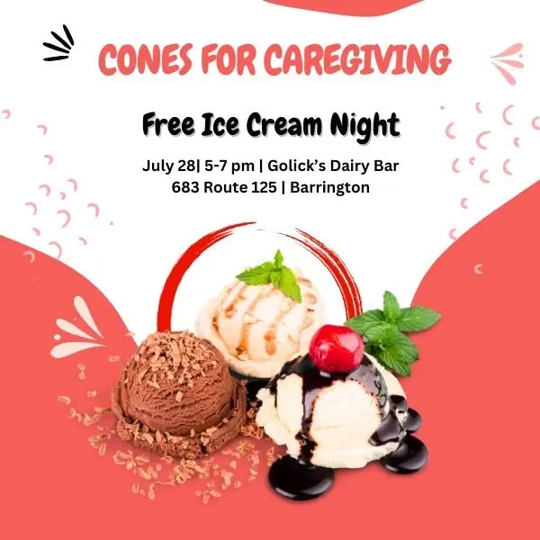 Join AARP NH for Cones for Caregiving FREE Ice Cream Event in Barrington