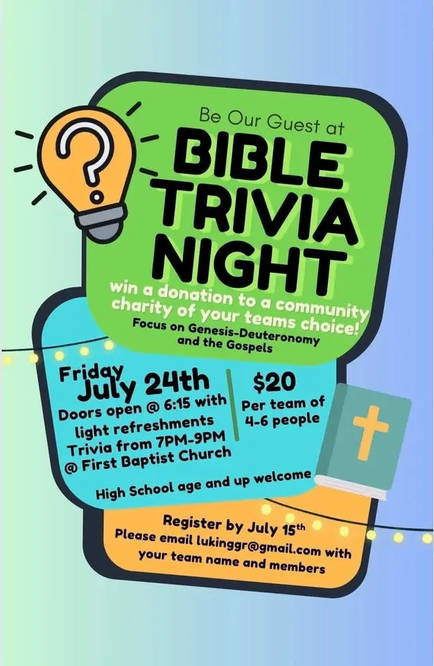 Bible Trivia Night at First Baptist Church Vincennes for a Good Cause!