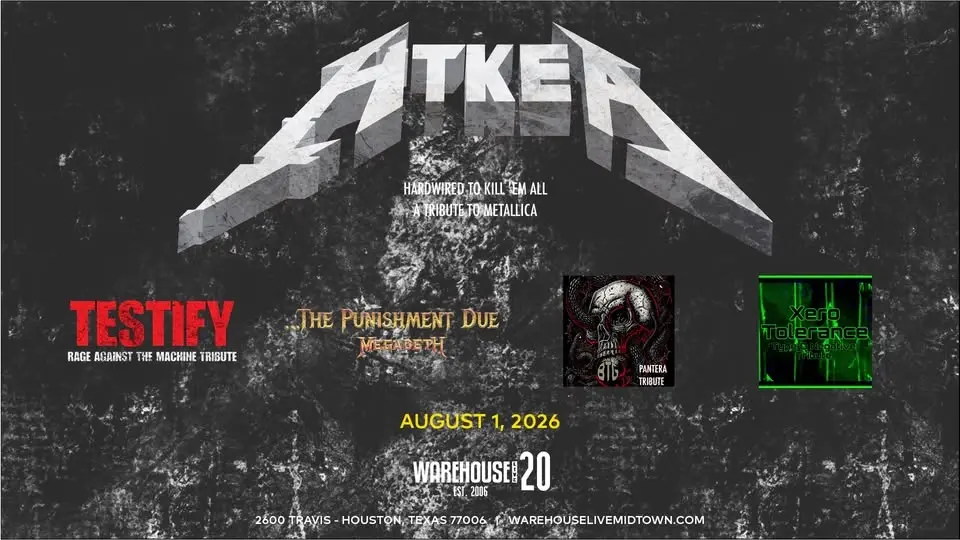 HARDWIRED TO 'KILL EM ALL at Warehouse Live Midtown Saturday August 1, 2026