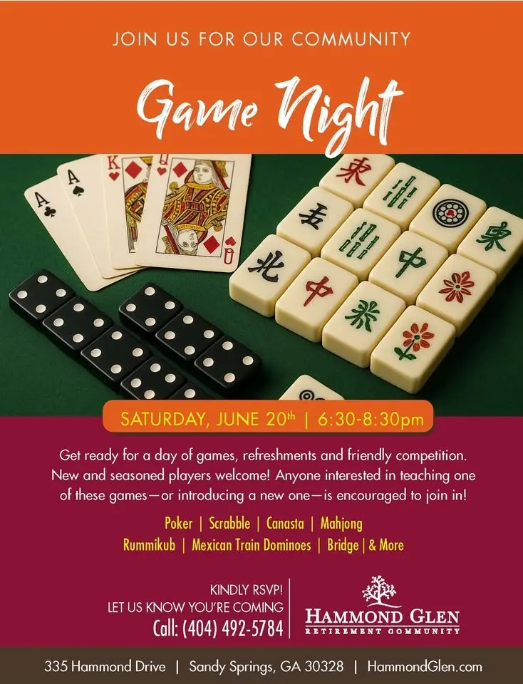 🎲✨ Community Game Night at Hammond Glen ✨🎲