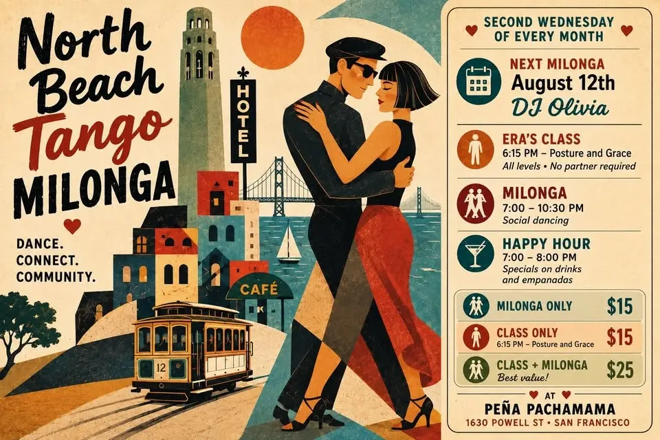 August 12th Milonga with DJ Olivia and class with Era